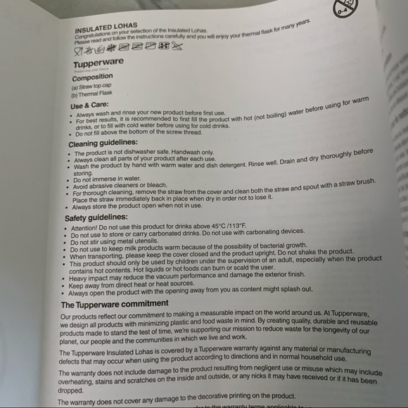 Tupperware Exclusive Insulated Thermal Bottle New - Picture 9 of 10